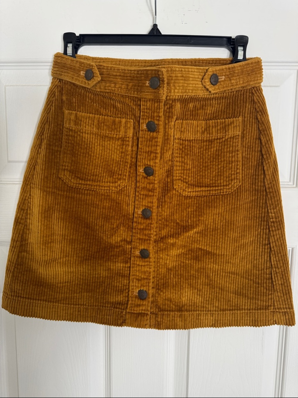 Madewell Mustard Corduroy Button-Front Mini Skirt